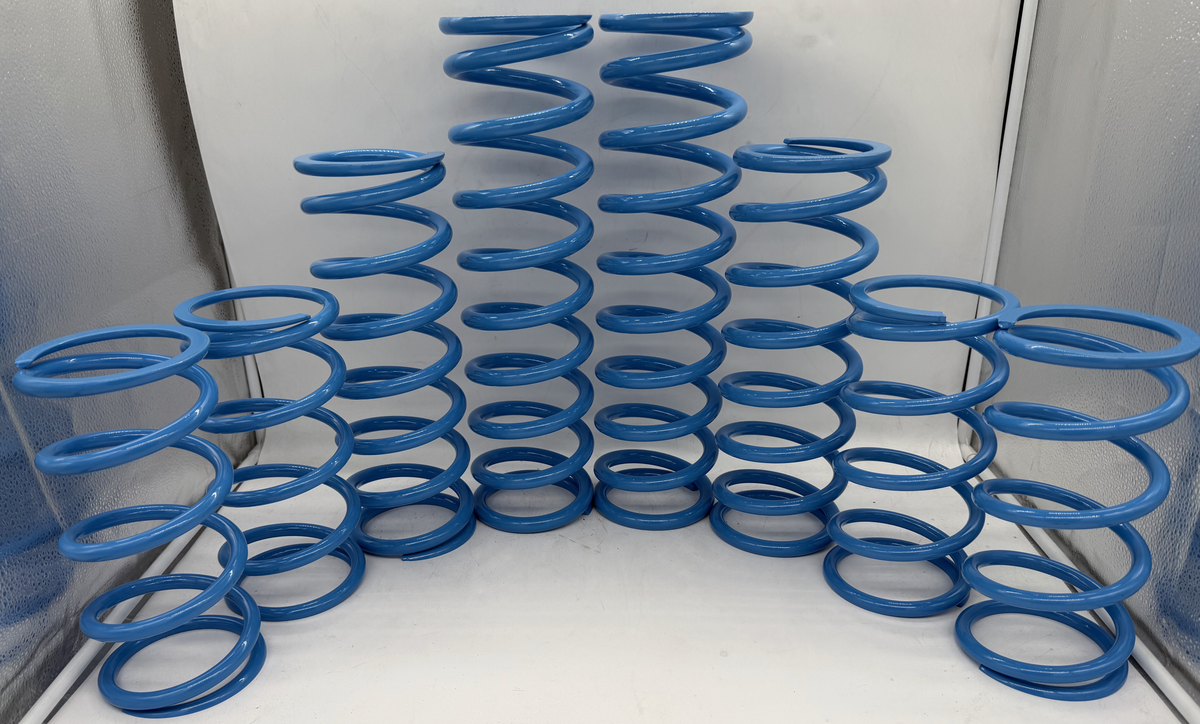 MTS Off-Road dual rate spring kit for the Polaris RZR Pro R / Turbo R / Pro S Walker Evans Velocity (2-Seat), powder coated in Sky Blue