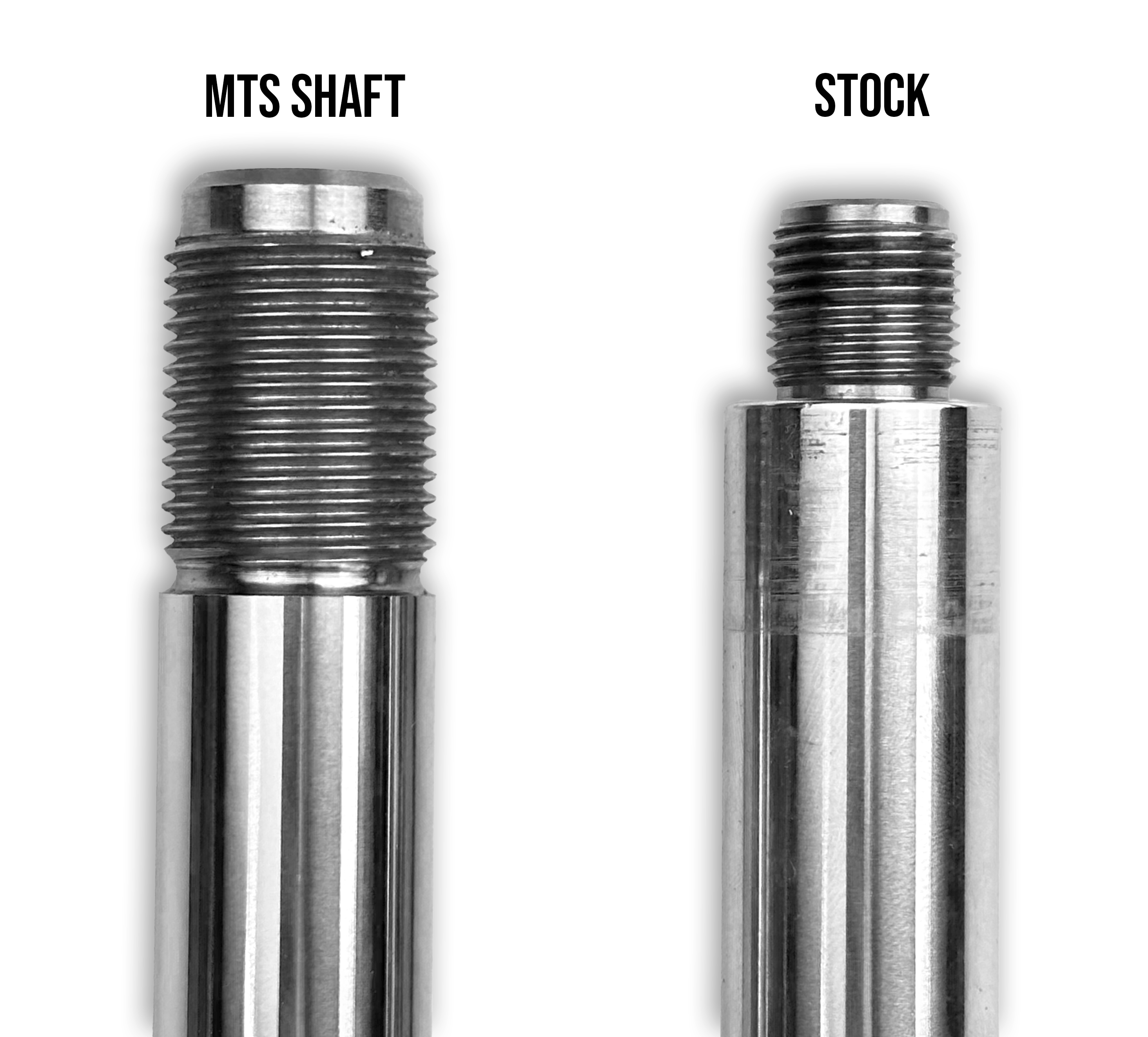 MTS Offroad shaft compared to the stock shaft white background 