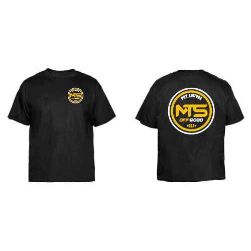 MTS Offroad black shirt with yellow logo on the front and back